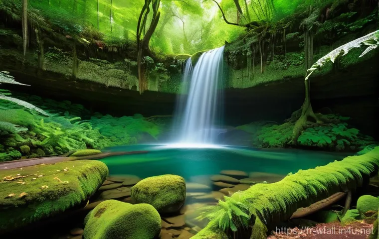 폭포와 호수 여행 코스 - **Enchanting French Waterfall and Emerald Pools:**
    A stunning, vibrant photograph of a hidden wa...
