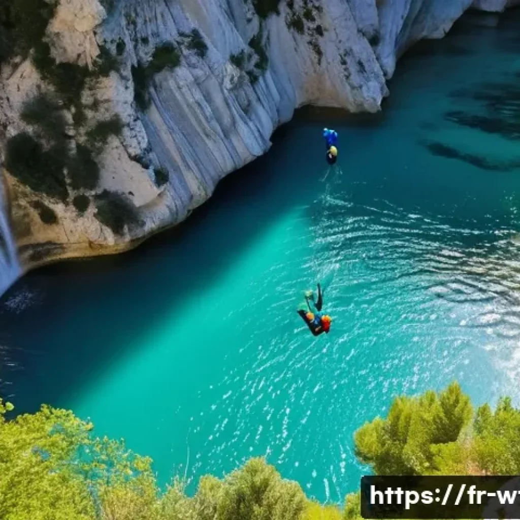 폭포 주변에서 즐기는 사계절 스포츠 - **Summer Canyoning Adventure in the Gorges du Verdon**
    "A group of diverse friends in their late...